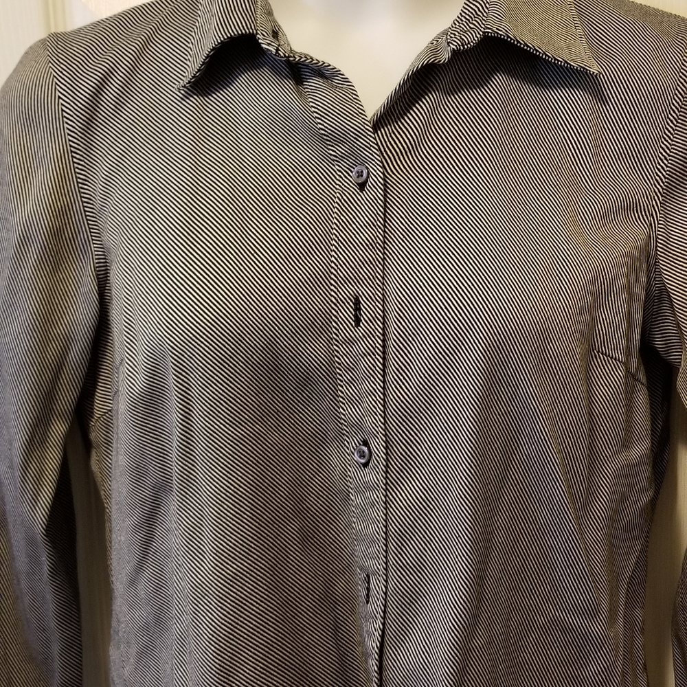 Geoffrey  Beene long sleeve blk/wht striped shirt